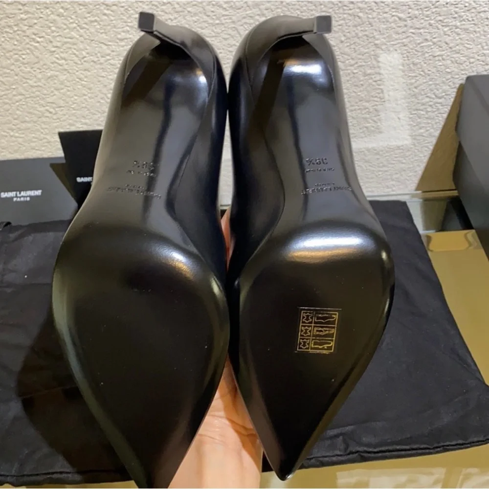 Saint Laurent black leather heels size 39.5 euro - Picture 3 of 6